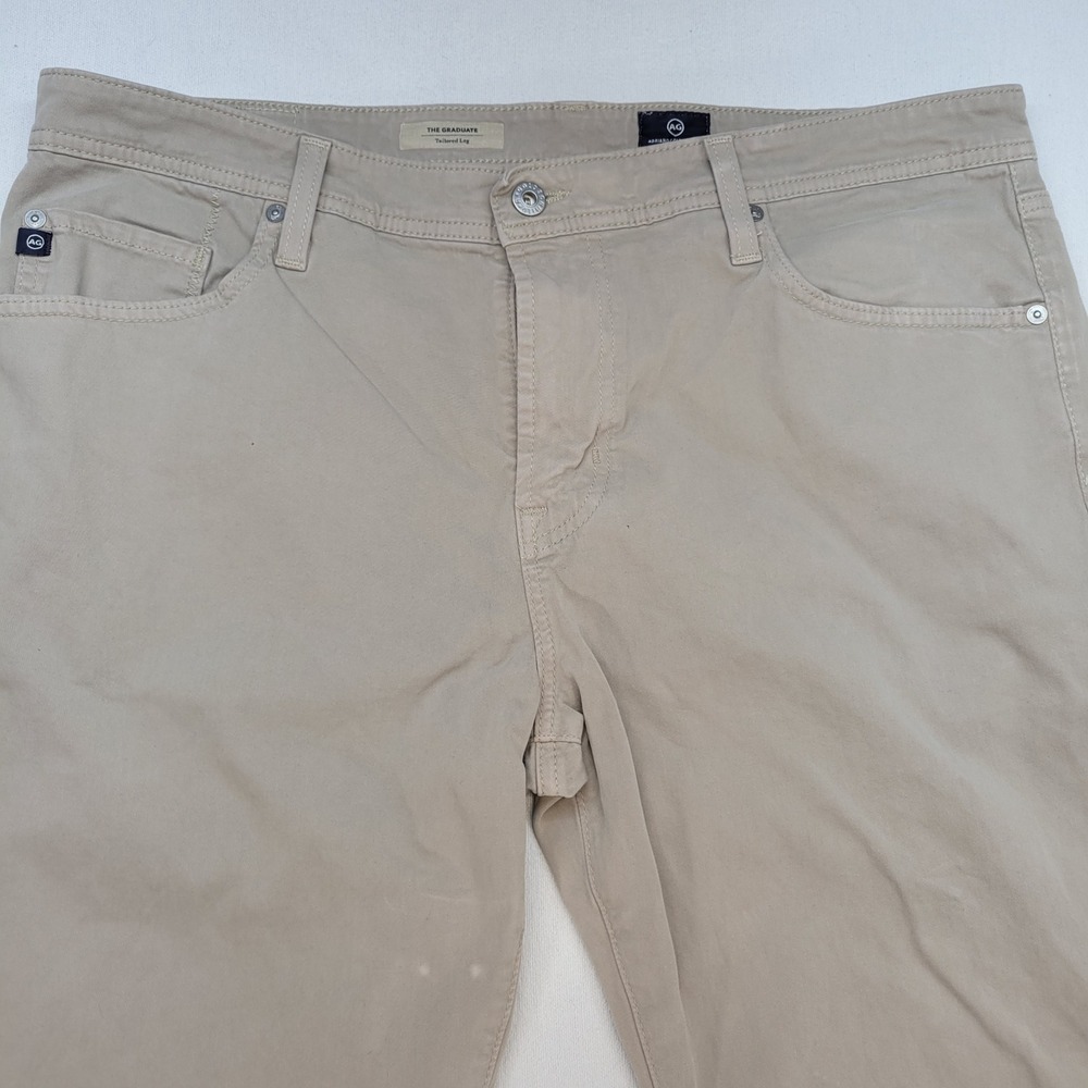 AG Adriano Goldschmied The Graduate Pants Mens 38x34 Tan Tailored Leg Khaki - Picture 2 of 12